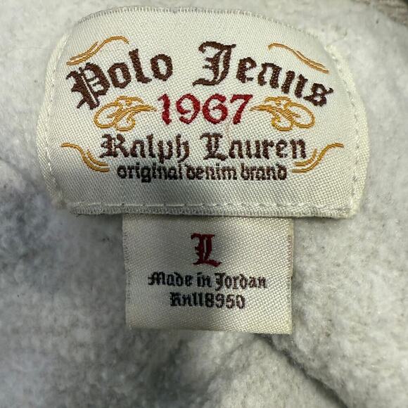 Polo Jeans Ralph Lauren 1967 Zip Hoodie Sweatshirt Beige L Y2K Graphic Retro - Picture 6 of 9